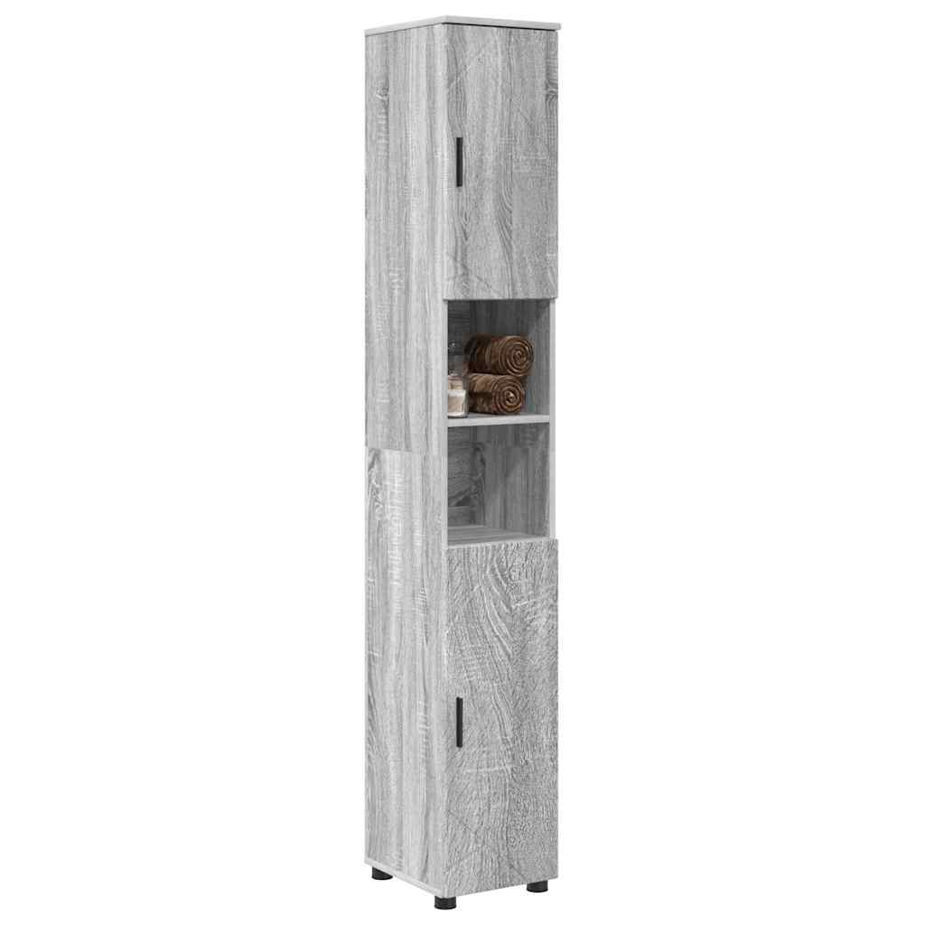Bad hoher Schrank Grau Sonoma 30 x 35 x 192 cm Holzwerkstoff